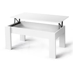 Table basse, table de salon relevable en bois coloris blanc - longueur 100 x profondeur 50 x hauteur 45/57 cm Pegane