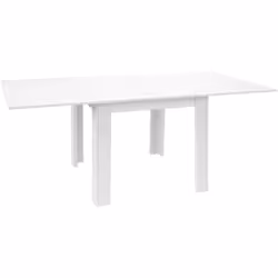 Table à manger, table de repas extensible coloris blanc en panneaux de particules mélaminés. Pieds pré-assemblés. Produit de  ...