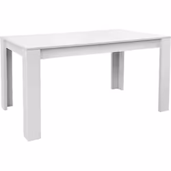 Table à manger, table de repas extensible coloris blanc en panneaux de particules mélaminés. Pieds pré-assemblés. Produit de  ...