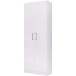 Armoire, placard de rangement avec 2 portes coloris blanc en panneaux de particules mélaminés. Produit de fabrication Espagno ...
