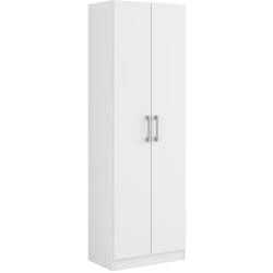 Armoire, placard de rangement avec 2 portes coloris blanc - longueur 56 x profondeur 34 x hauteur 169 cm