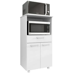 Armoire, placard de rangement avec 2 portes et 1 tiroir coloris blanc - longueur 61 x profondeur 49 x hauteur 118 cm