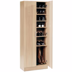 Armoire à chaussures, meuble à chaussures avec 2 portes de rangement coloris chêne cambrian en panneaux de particules mélamin ...