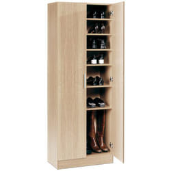 Armoire à chaussures, meuble à chaussures avec 2 portes coloris chêne cambrian - longueur 60 x profondeur 35 x hauteur 170 cm