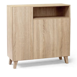 Armoire à chaussures, meuble à chaussures avec 2 portes coloris chêne cambrian - longueur 90 x profondeur 29 x hauteur 90 cm