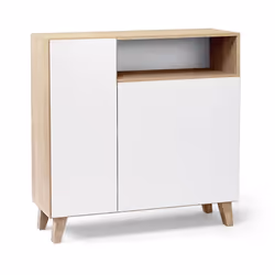 Armoire à chaussures, meuble à chaussures équipée de 2 portes avec étagères inclinables coloris chêne cambrian, blanc en pann ...