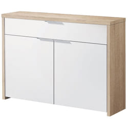 Table console, meuble console avec 2 portes et 1 tiroir coloris chêne cambrian, blanc- longueur 101 x profondeur 30 x hauteur 76 cm