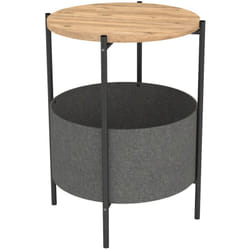 Pegane - Table d'appoint en bois et métal ronde coloris chêne cambrian, noir - diamètre 43 x hauteur 60 cm