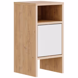 Table de chevet, table de nuit équipée d' 1 porte coloris chêne cambrian, blanc en panneaux de particules mélaminés. Produit  ...