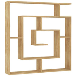 Pegane - Etagère murale, bibliothèque en bois coloris chêne cambrian - longueur 125 x profondeur 22 x hauteur 129 cm