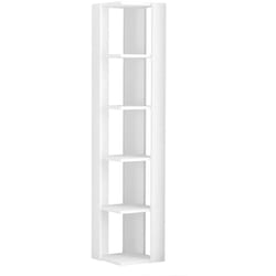 Pegane - Etagère murale, bibliothèque d'angle avec 5 tablettes coloris blanc - longueur 34 x profondeur 34 x hauteur 161 cm