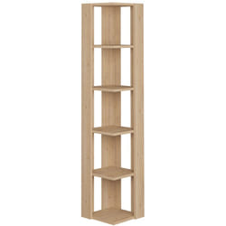 Etagère murale, bibliothèque d'angle avec 5 tablettes coloris chêne cambrian - longueur 34 x profondeur 34 x hauteur 161 cm