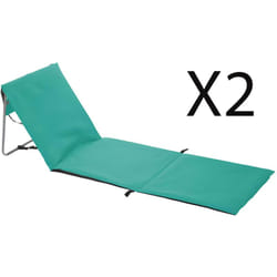 Pegane - Lot de 2 matelas de plage en acier et polyester coloris bleu - Longueur 160 x Profondeur 54 x Hauteur 4 cm
