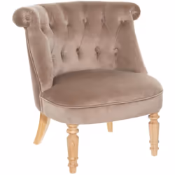 Le revêtement en velours doux et brillant du fauteuil crapaud et les pieds profilés en hévéa lui confèrent l'aspect d'un clas ...