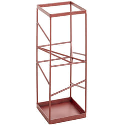 Pegane - Porte-parapluie coloris rouge en tube d'acier -longueur 17 x profondeur 17 x hauteur 49 cm