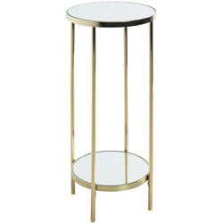 Pegane - Porte-plantes ronde en en métal coloris doré et verre -diamètre 29 x hauteur 66 cm