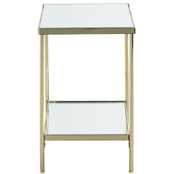 Pegane - Table d'appoint carrée en métal coloris doré et verre -longueur 29 x profondeur 29 x hauteur 46 cm