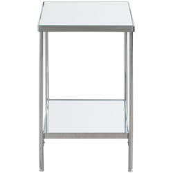 Table d'appoint en métal chromé coloris gris et verre -longueur 29 x profondeur 29 x hauteur 46 cm