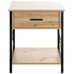 Meuble console, table console en bois coloris chêne clair et métal coloris noir -longueur 45 x profondeur 40 x hauteur 60 cm