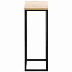 Porte-plantes en tube d'acier peint par poudrage coloris noir avec plateau en MDF décor chêne naturel. Dimensions : longueur  ...