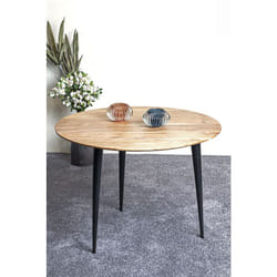 Table d'appoint ronde en bois d'acacia coloris naturel et métal noir -diamètre 65 x hauteur 46 cm