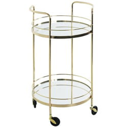 Desserte , table de desserte en métal doré et verre -longueur 46 x profondeur 43 x hauteur 77 cm