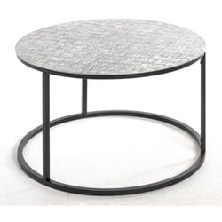 Table d'appoint ronde en métal noir et aluminium argenté -diamètre 59 x hauteur 37 cm