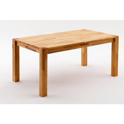 Table de salle à manger rectangulaire en bois hêtre massif huilé coloris chêne sauvage - longueur 140 x hauteur 77 x profondeur 80 cm
