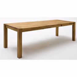 Table de salle à manger rectangulaire extensible en bois hêtre massif huilé coloris chêne sauvage . S'étend de 200 à 300 cm. ...