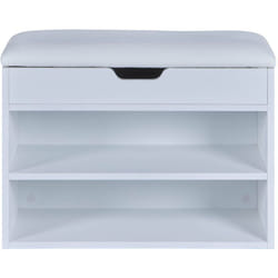 Banc à chaussures, meuble à chaussures avec espace de rangement coloris blanc - longueur 60 x profondeur 30 x hauteur 45 cm