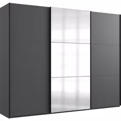 Armoire à portes coulissantes, meuble de rangement avec miroir coloris graphite. Livrée en kit. Dimensions : Longueur 250 x H ...