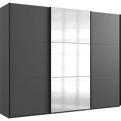 Armoire à portes coulissantes, meuble de rangement avec miroir coloris graphite - Longueur 250 x Hauteur 216 x Profondeur 65 cm