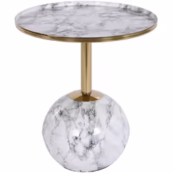 Table d'appoint en fer doré et marbre coloris blanc. Dimensions : diamètre 41 x Hauteur 47 cm Matière : fer, marbre Couleur : ...