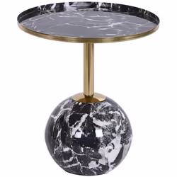 Table d'appoint en fer doré et marbre coloris noir. Dimensions : diamètre 41 x Hauteur 47 cm Matière : fer, marbre Couleur : ...