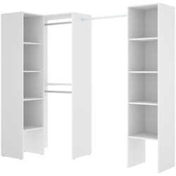 Kit armoire dressing d'angle en bois mélaminé coloris blanc - Longueur 226 x Profondeur 79 x Hauteur 185 cm