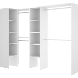 Kit armoire dressing d'angle en bois mélaminé coloris blanc - Longueur 228 x Profondeur 79 x Hauteur 187 cm