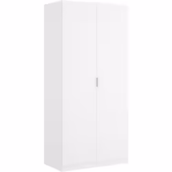 Armoire, meuble de rangement fabriquée en bois mélaminé avec 2 portes de rangement coloris blanc. Dimensions : Longueur 81 x ...