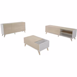Ensemble de salon fabriqué en panneaux de particules mélaminés avec meuble bas TV, buffet équipé de 3 portes de rangement et  ...