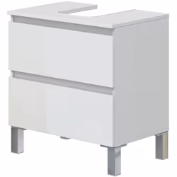 Meuble de salle de bain sous évier 60cm en panneaux mélamine épaisseur 15mm coloris blanc. Equipé de 2 tiroirs. Dimensions du ...