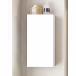 Armoire suspendue de salle de bain 30 cm équipée d' 1 porte coloris blanc sans miroir en panneaux mélamine épaisseur 15mm. Su ...
