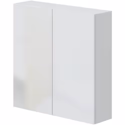 Armoire suspendue de salle de bain 60 cm équipée de 2 portes et 2 étagères intérieures coloris blanc en Panneaux en mélamine  ...