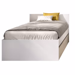 Lit adulte 90X190 cm en panneaux de particules mélaminé coloris chêne naturel, blanc équipé d' 1 tiroir. Sommier et matelas n ...