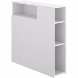 Tête de lit en bois coloris blanc, fabriquée en panneaux de particules mélaminés. Equipée des étagères pour un rangement. Tam ...