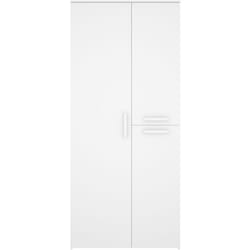 Armoire, meuble de rangement avec 3 portes coloris blanc - Longueur 90 x Profondeur 52 x Hauteur 205 cm