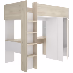 Lit enfant avec bureau et l'armoire intégrée offre un espace de rangement supplémentaire avec une tringle à vêtements et une ...