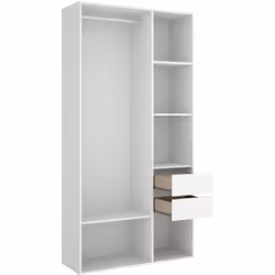 Armoire, meuble de rangement coloris chêne naturel, blanc en bois mélaminé équipée de 2 tiroirs et fond d'arrière réversible  ...