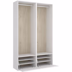 Ensemble dressing en bois mélaminé avec 2 portes à chaussures, 2 penderies et fond d'arrière réversible coloris chêne naturel ...