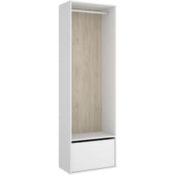 Dressing avec porte chaussure et fond d'arrière réversible coloris chêne naturel, blanc - Longueur 60 x Profondeur 45 x Hauteur 205 cm