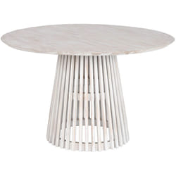 Table à manger, table de repas ronde en bois coloris blanc - diamètre 120 x Hauteur 75 cm