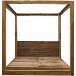Lit pour adulte fabriqué en bois de pin recyclé coloris naturel. Dimensions : longueur 202 x profondeur 222 x Hauteur 215 cm ...